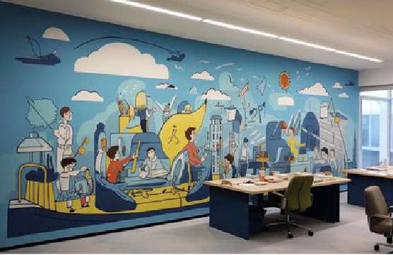 宜章办公室墙绘的特点。