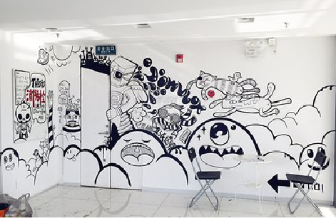 宜章手绘墙并非传统涂鸦。